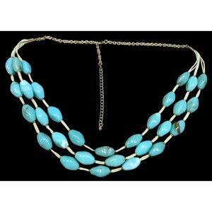 Bohemian Faux Turquoise Beaded Layered Necklace